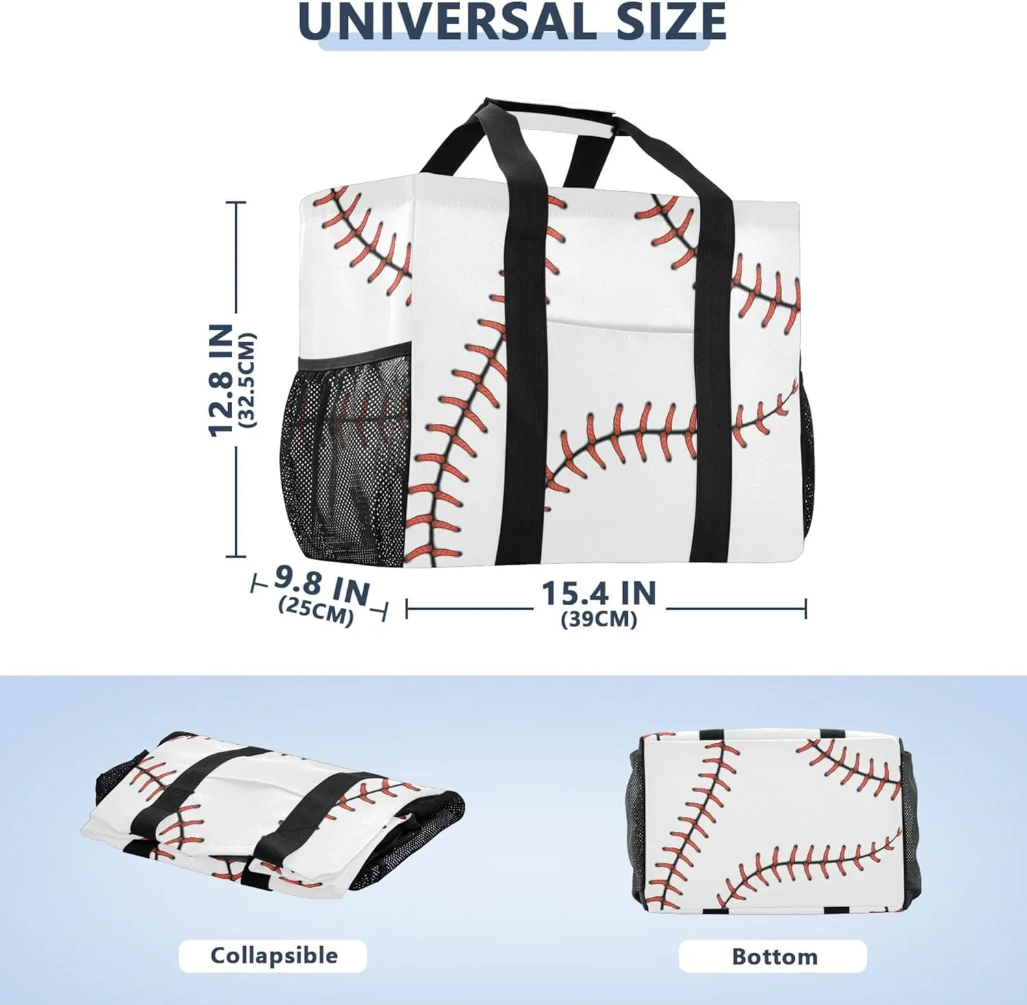 linqin Cartoon Fish Pattern Reusable Grocery Bags, Foldable Canvas Tote Bag Waterproof Travel Beach Bag for Shopping Work Gym