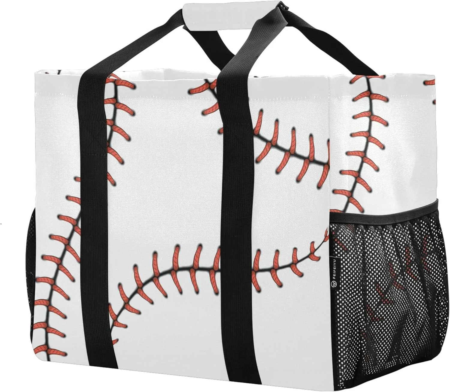linqin Cartoon Fish Pattern Reusable Grocery Bags, Foldable Canvas Tote Bag Waterproof Travel Beach Bag for Shopping Work Gym