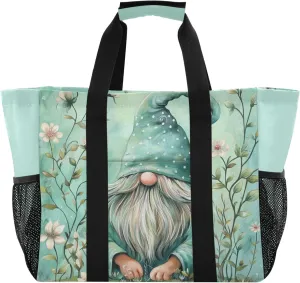 linqin Wildflower Reusable Grocery Bags, Foldable Canvas Tote Bag Waterproof Travel Beach Bag for Shopping Work Gym