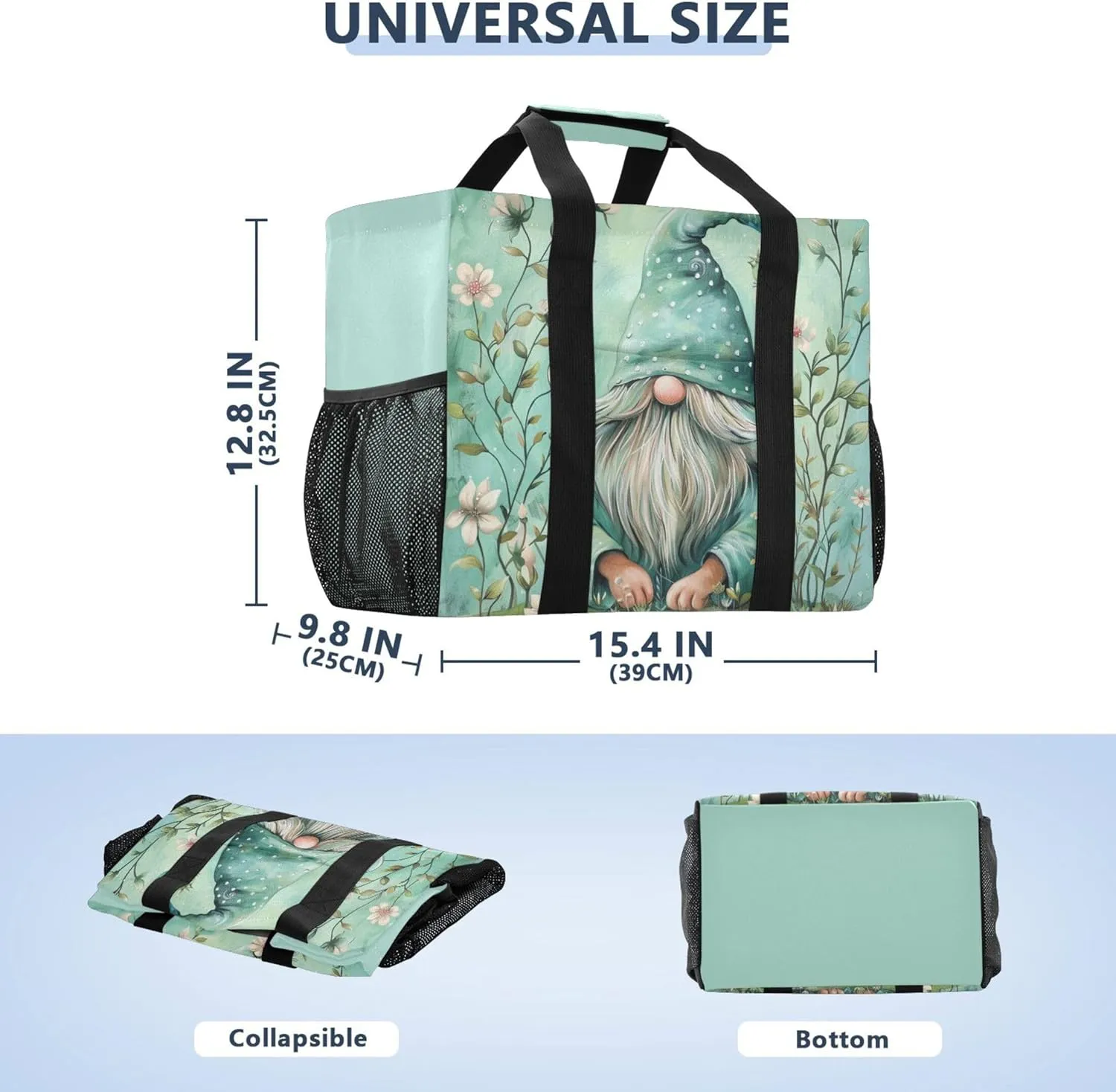 linqin Wildflower Reusable Grocery Bags, Foldable Canvas Tote Bag Waterproof Travel Beach Bag for Shopping Work Gym