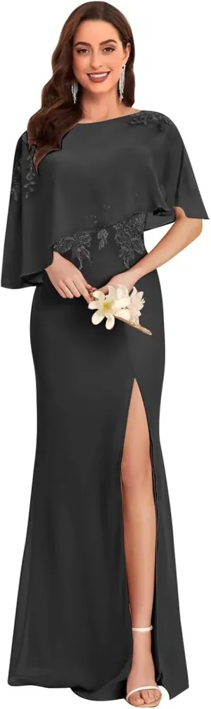 Long Chiffon Mother of The Bride Dresses for Women Lace Appliques Mother of The Groom Dress