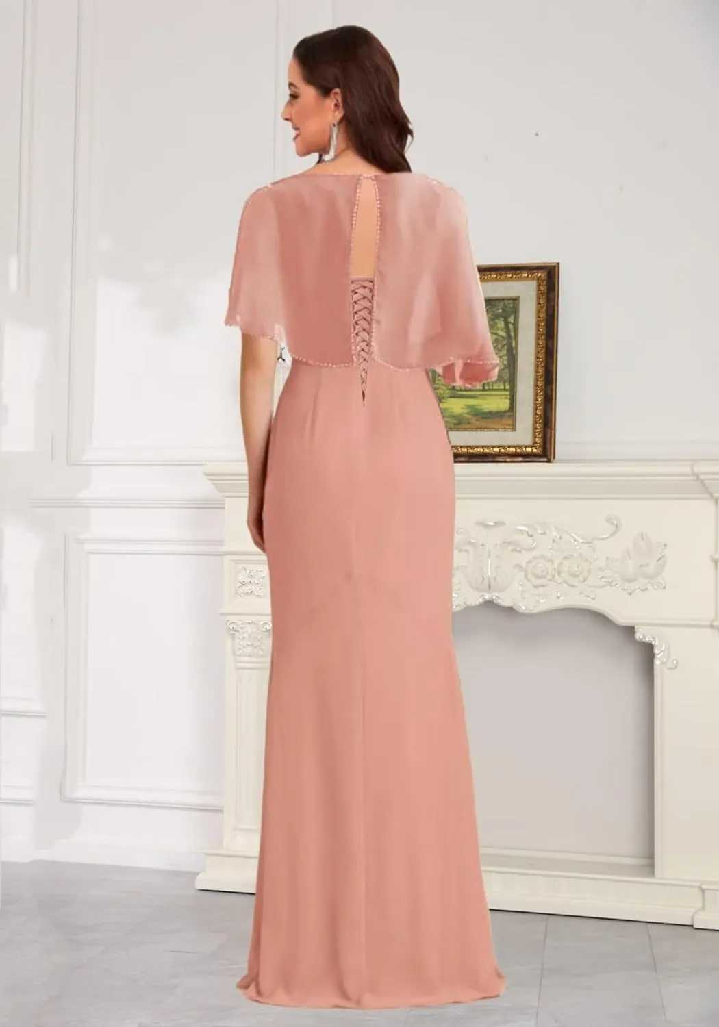 Long Chiffon Mother of The Bride Dresses for Women Lace Appliques Mother of The Groom Dress