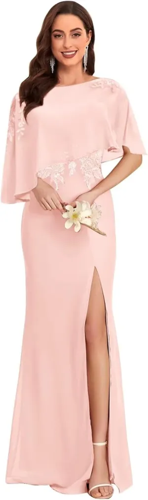 Long Chiffon Mother of The Bride Dresses for Women Lace Appliques Mother of The Groom Dress