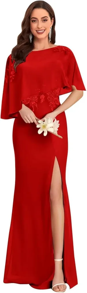 Long Chiffon Mother of The Bride Dresses for Women Lace Appliques Mother of The Groom Dress