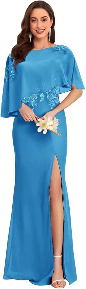Long Chiffon Mother of The Bride Dresses for Women Lace Appliques Mother of The Groom Dress