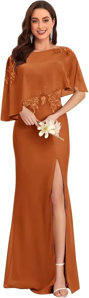 Long Chiffon Mother of The Bride Dresses for Women Lace Appliques Mother of The Groom Dress