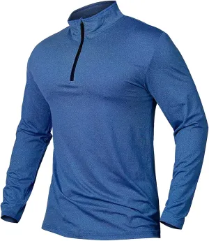 Long Sleeve Polo Shirts for Men Stand Collar Zip Up Casual Shirt Tops Lightweight Plus Size Loose Fit Gym Workout Shirts