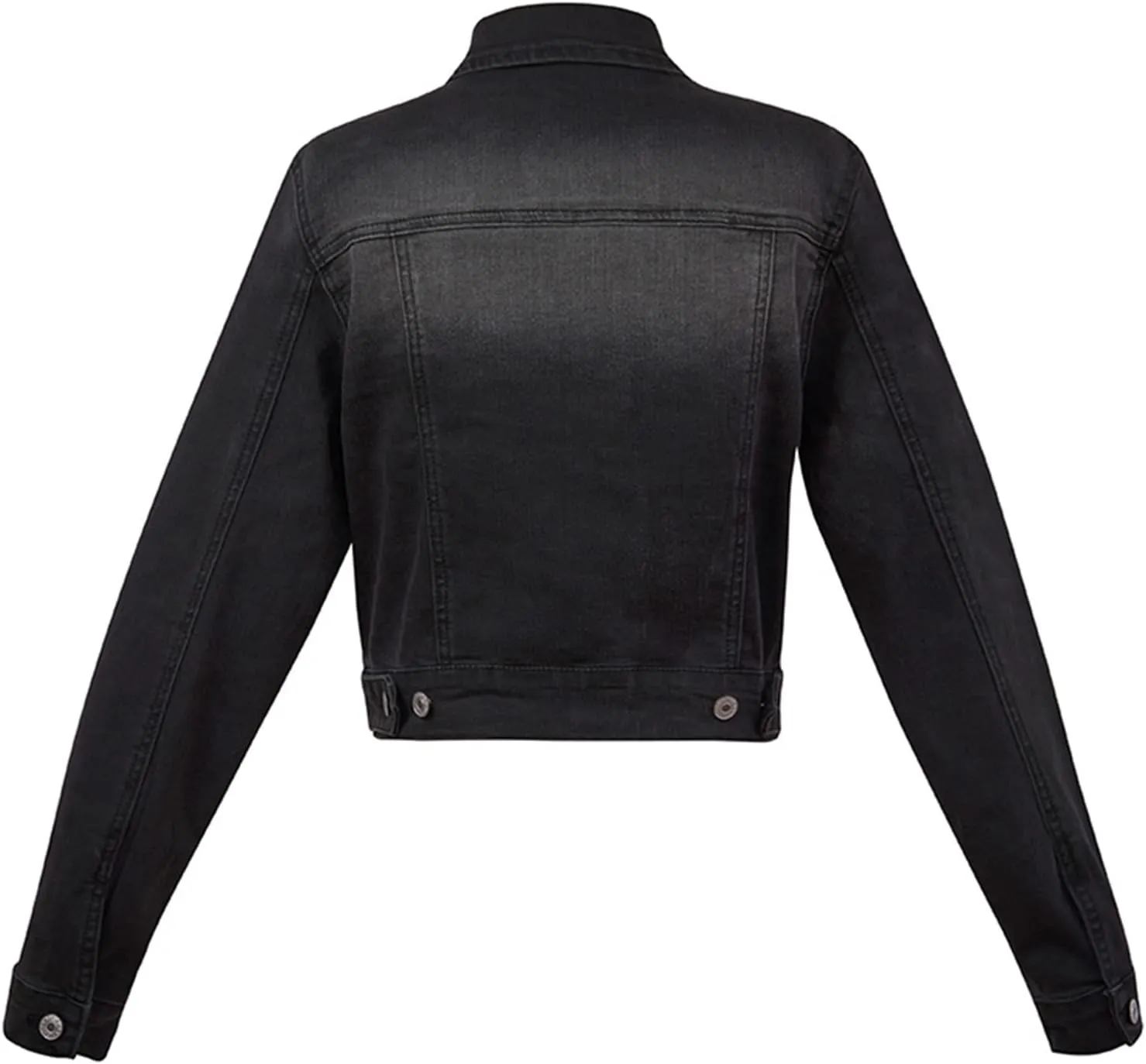 LONGYIDA Women's Cropped Denim Jacket | Distressed Button-Down Jean Jacket | Long Sleeve Ripped & Frayed Blue Coat