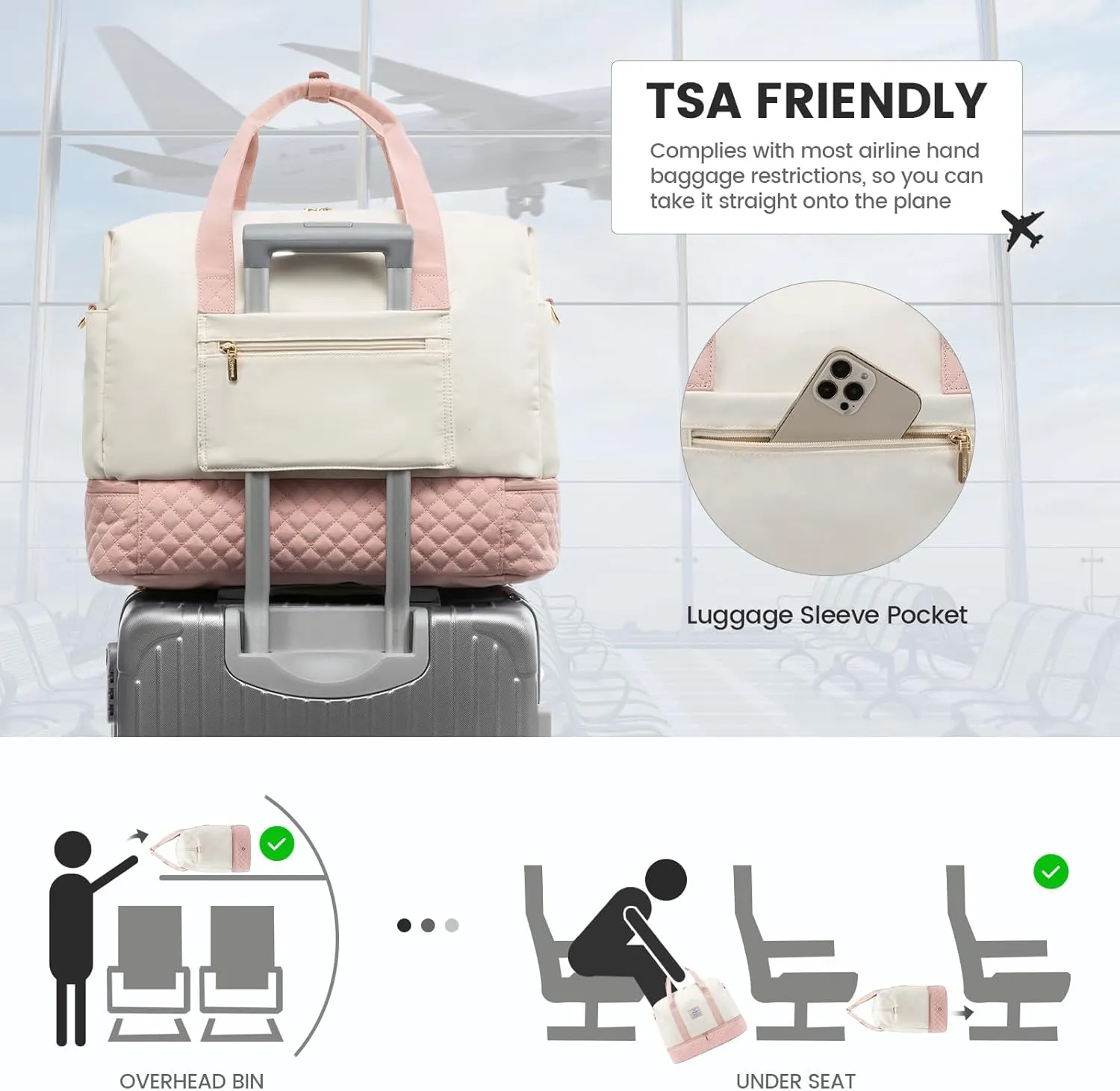 LOVEVOOK Travel Duffel Bag, 21inch Weekender Bags for Women with Shoe Compartment45L Carry on Overnight Bag with Toiletry Bag, Gym Duffel Bag with Wet Pocket, Hospital Bags for Labor and Deliver