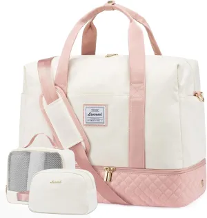 LOVEVOOK Travel Duffel Bag, 21inch Weekender Bags for Women with Shoe Compartment45L Carry on Overnight Bag with Toiletry Bag, Gym Duffel Bag with Wet Pocket, Hospital Bags for Labor and Deliver