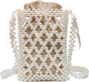 Luxury Pearl Bag Chain Bag Purse Ladies Beaded Cross Body Shoulder Bag Handmade Bags Women's Clutches for Wedding Party Bridal Party Gifts for Girls Women 05