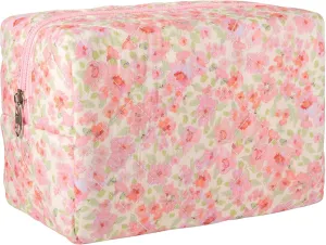 Makeup Bag Small Cute Cosmetic Bags for Women Girls, Quilted Makeup Pouch, Coquette Aesthetic Floral Toiletry Organizer Bag