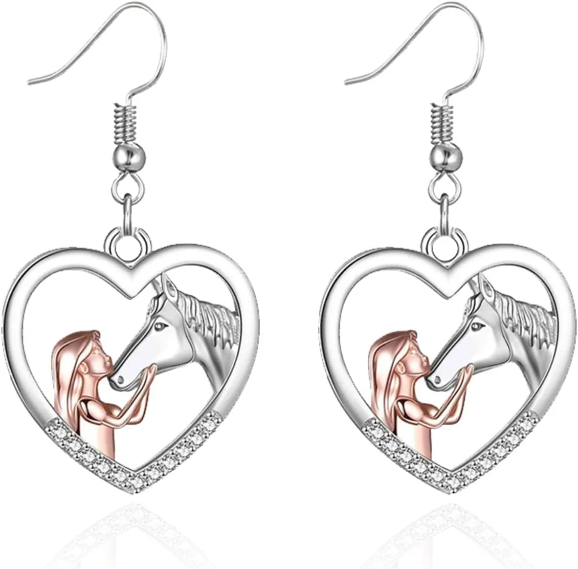 MALOYANVE Horse Earrings Cute Heart Horse Lightweight Statement Dangle Earrings Kentucky Derby Jewelry for Horse Lover Women