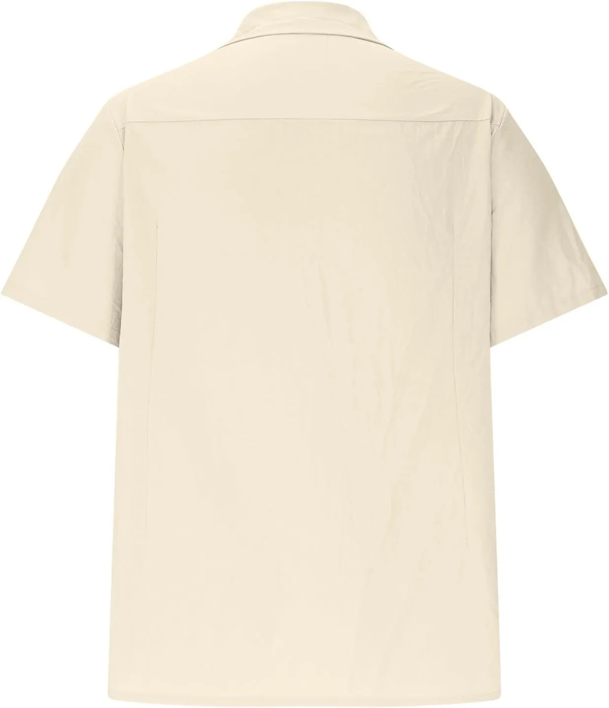 Men Cuban Guayabera Shirt Short Sleeve Button Down Textured Shirts Casual Summer Beach Mexican Linen Tops