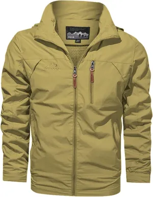 Men Fall Winter Jacket Multi Pockets Full Zip Cargo Jackets Coat Outdoor Casual Windbreaker Jackets Military Outwear
