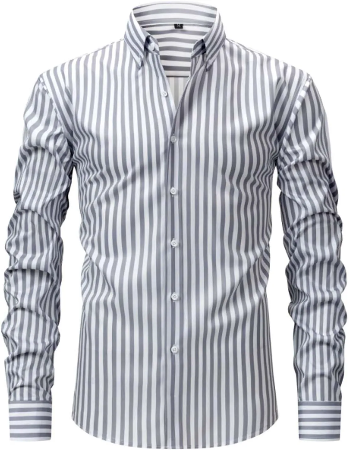 Men Summer Striped Color Block Shirts Dressy Casual Lapel Collar Button Down Shirt Work Top for Beach Wedding Vacation