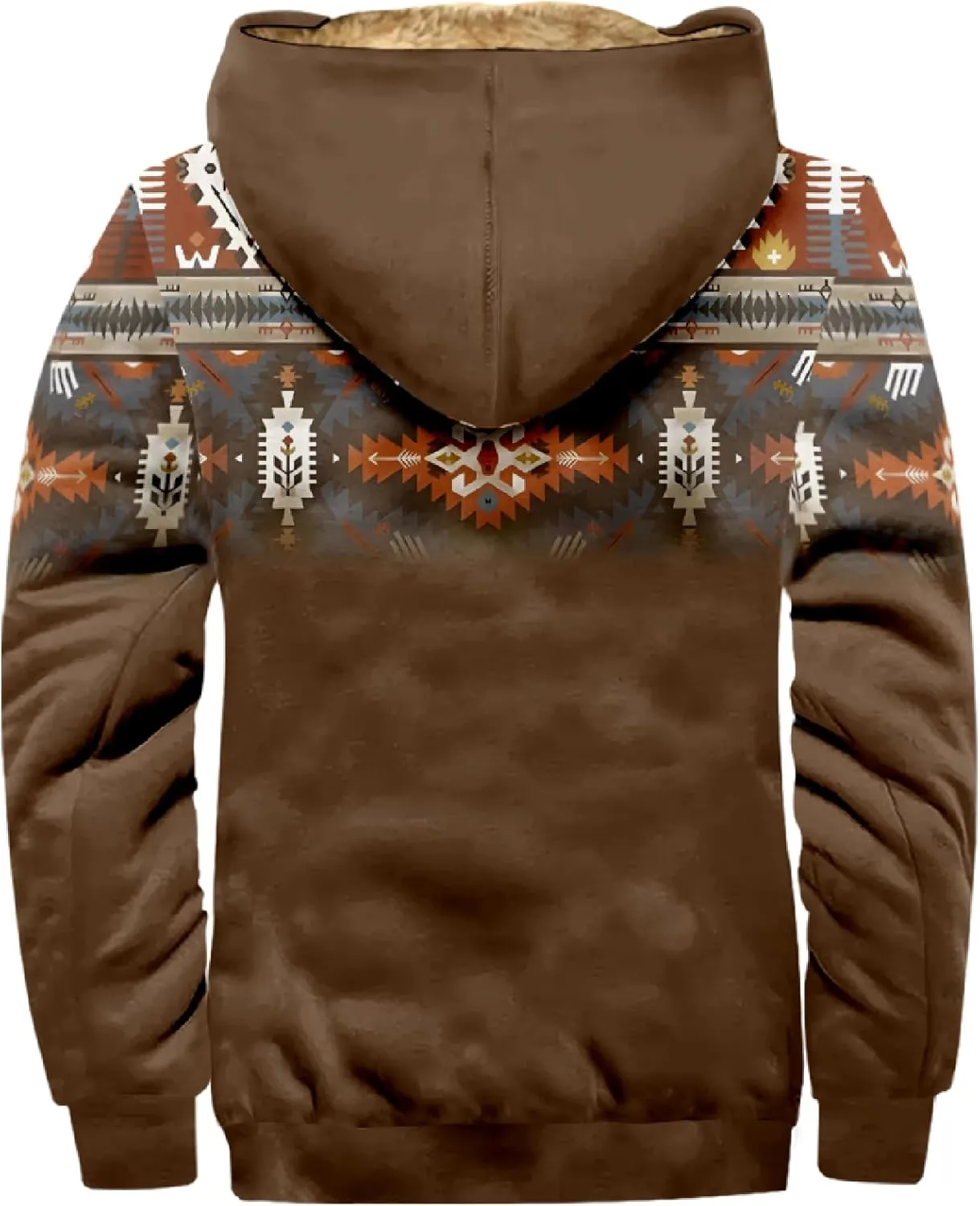 Men's Aztec Hoodies Jackets Long Sleeve Zip Up Winter Sweatshirt Coat Casual Vintage With Pocket, S-5XL