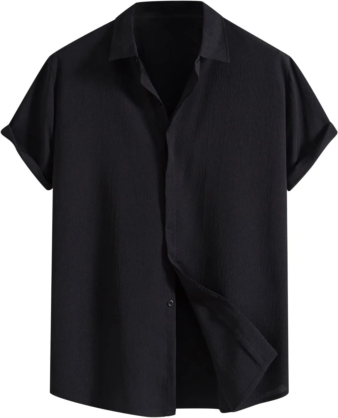 Mens Casual Linen Cotton Button Down Short Sleeve Shirts Cuban Camp Guayabera Beach Tops Lightweight Summer Shirt