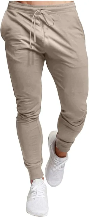 Men's Jogger Pants Slim Fit Elastic Waist Drawstring Comfortable Athletic Sweatpants Casual Durable Everyday