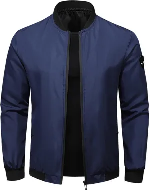 Men's Lightweight Jacket Full Zip Casual Coat Outdoor Windbreaker Jacket Fall Stylish Casual Sports Coats with Pocket