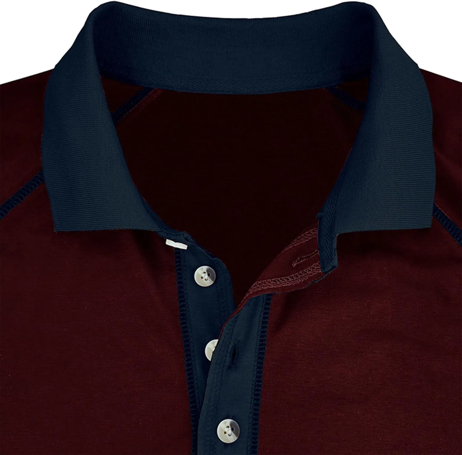 Men's Long Sleeve Polo Shirts Casual Slim Fit Basic Designed T Shirts Contrast Patchwork Pullover Tops Work Shirt
