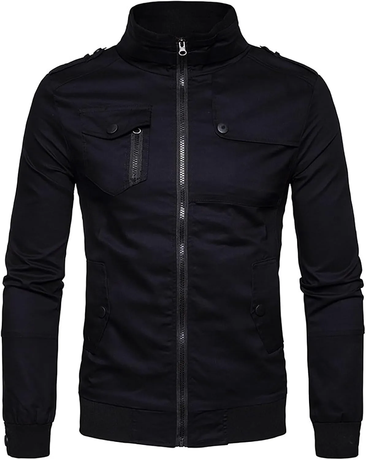 Mens Military Bomber Jackets Lightweight Full Zip Casual Windbreaker Outdoor Stand Collar Slim Fit Winter Coats
