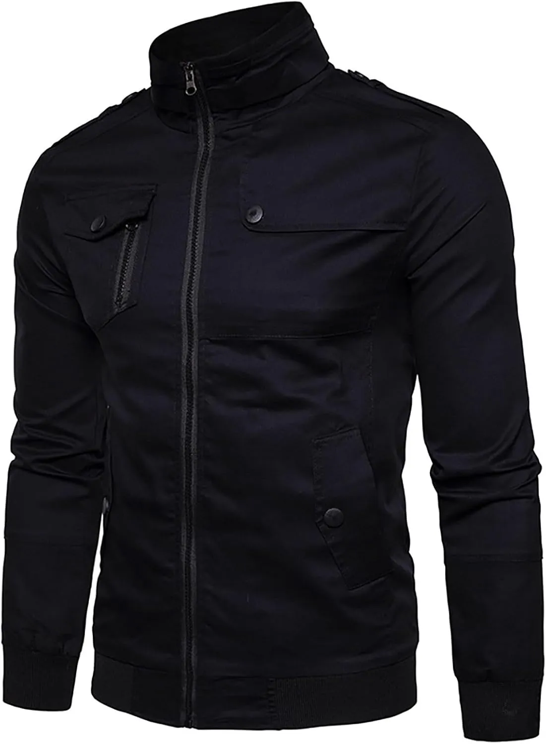 Mens Military Bomber Jackets Lightweight Full Zip Casual Windbreaker Outdoor Stand Collar Slim Fit Winter Coats