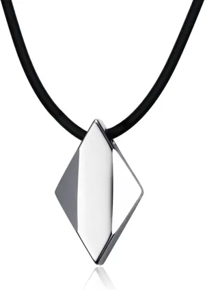 Mens Necklaces, 42CM Stainless Steel Rhombus Pendant Necklaces for Mens Silver