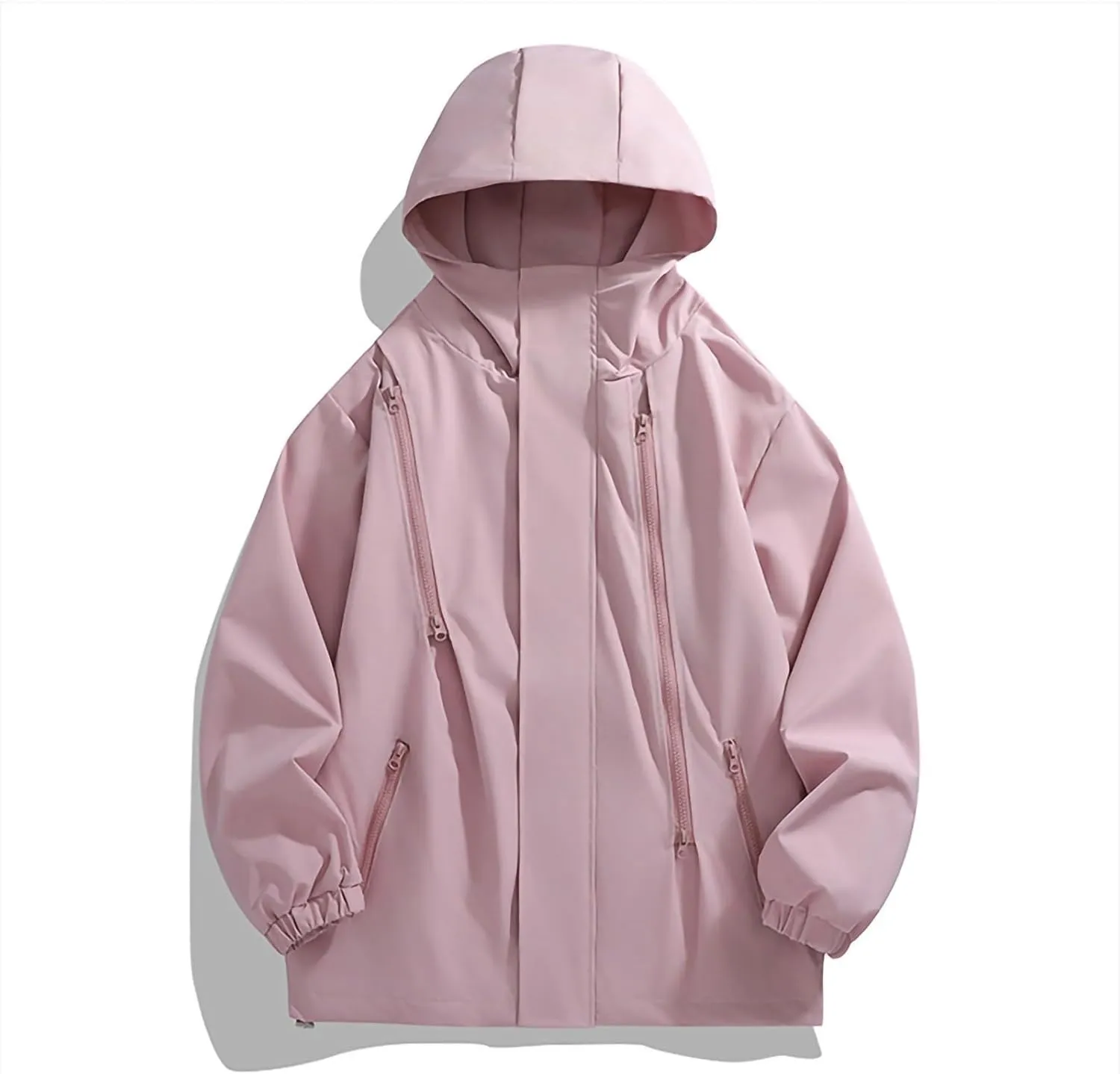 Men's Rain Jackets Outdoor Mountain Hiking Waterproof Windbreaker Midweight Full Zip Hooded Lightweight Daily Casual