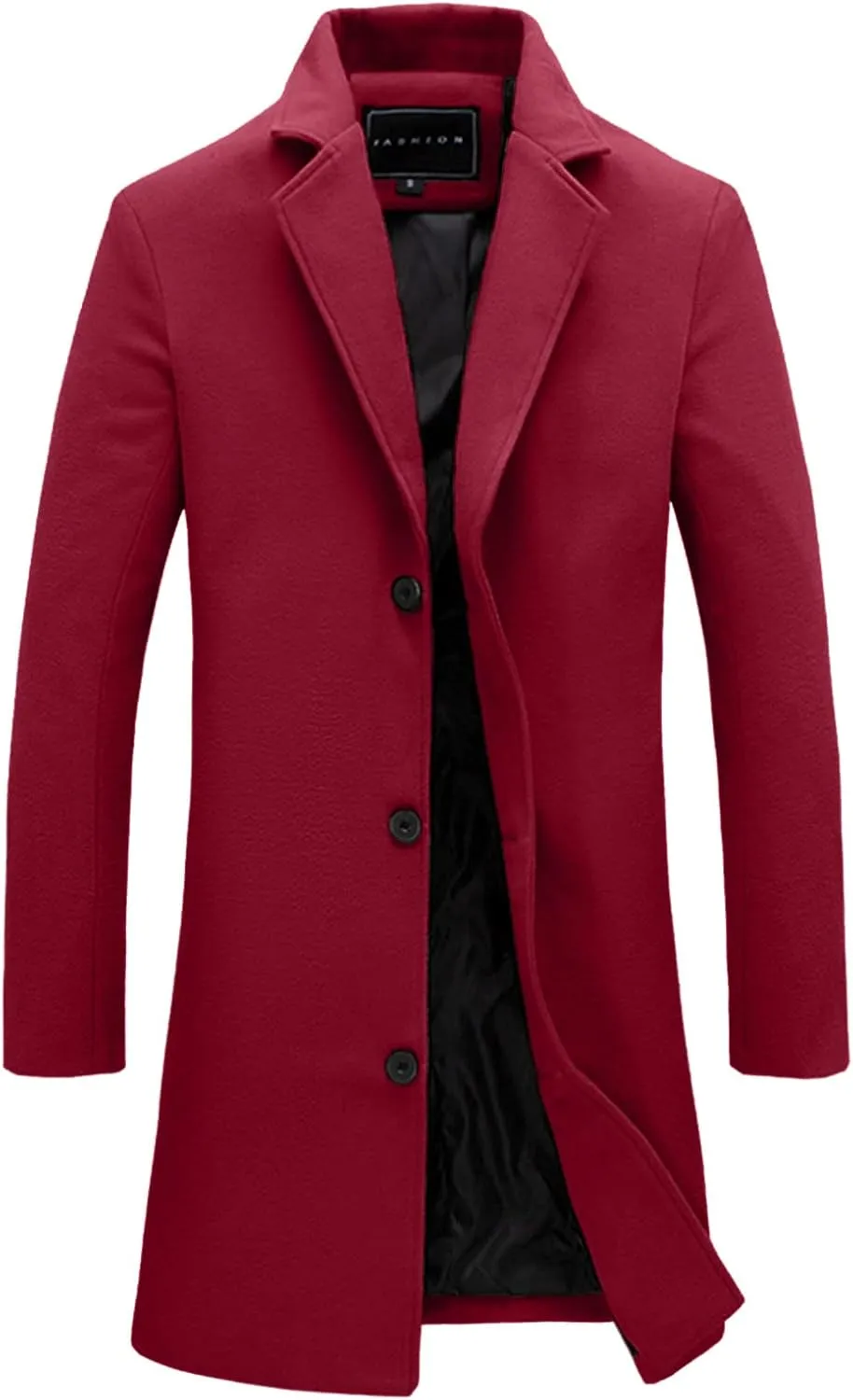 Mens Regular Fit Notched Lapel Trench Coats Big and Tall Single Breasted Pea Coats Warm Windproof Business Overcoats