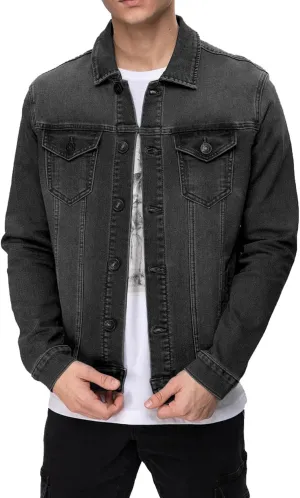 Mens Rugged Wear Button Down Denim Jacket Fashion, Classic Long Sleeve Jean Jacket