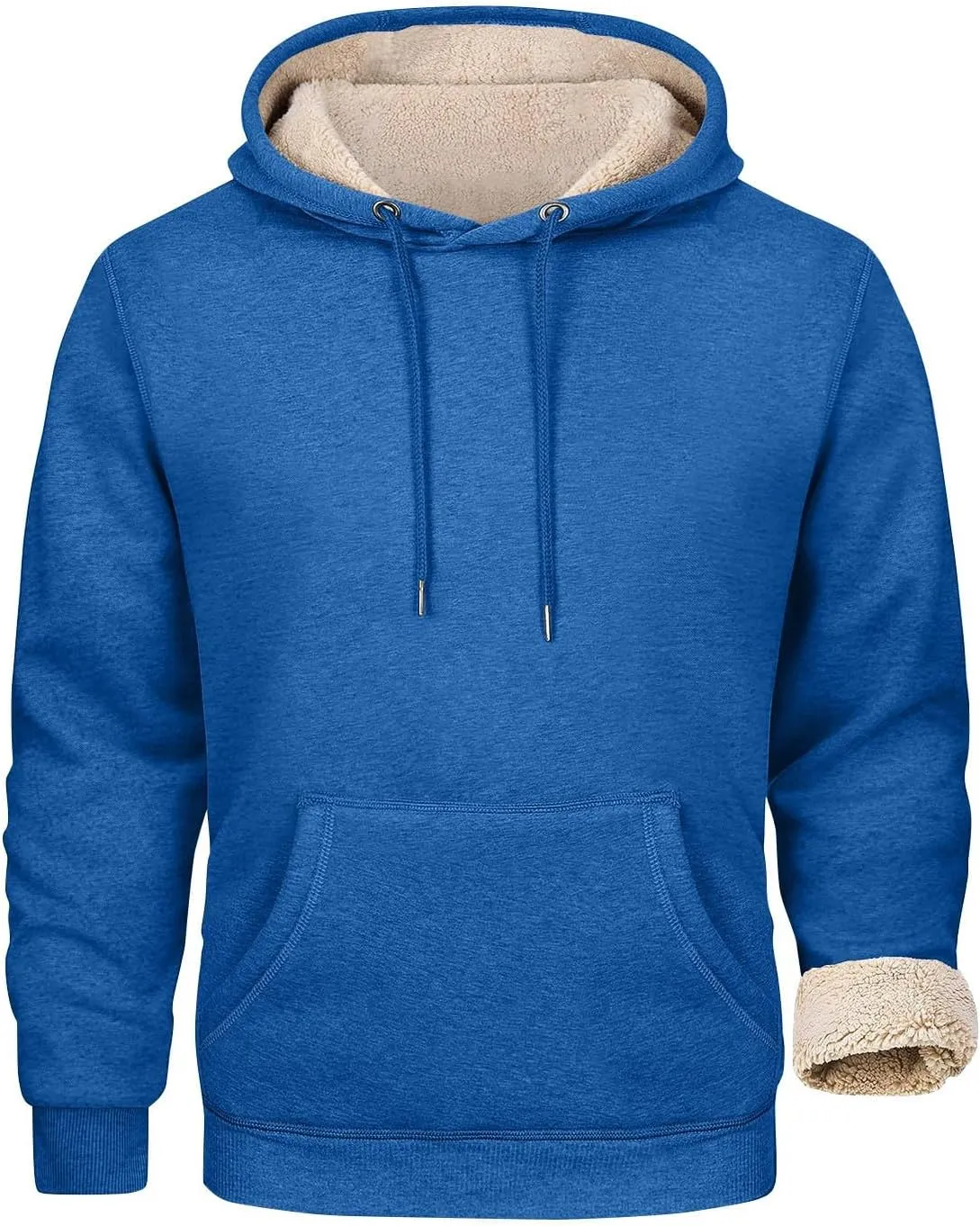 Mens Sherpa Fleece Lined Hoodie Winter Warm Heavyweight Thick Hooded Sweatshirts Kangaroo Pocket Hoodies S-3XL