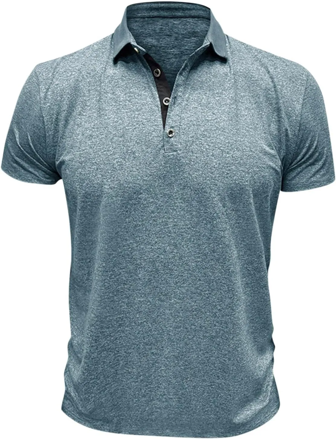 Mens Short Sleeve Shirts Lapel Collar Front Button T Shirt Solid Color Loose Fit Casual Lightweight Summer Tops