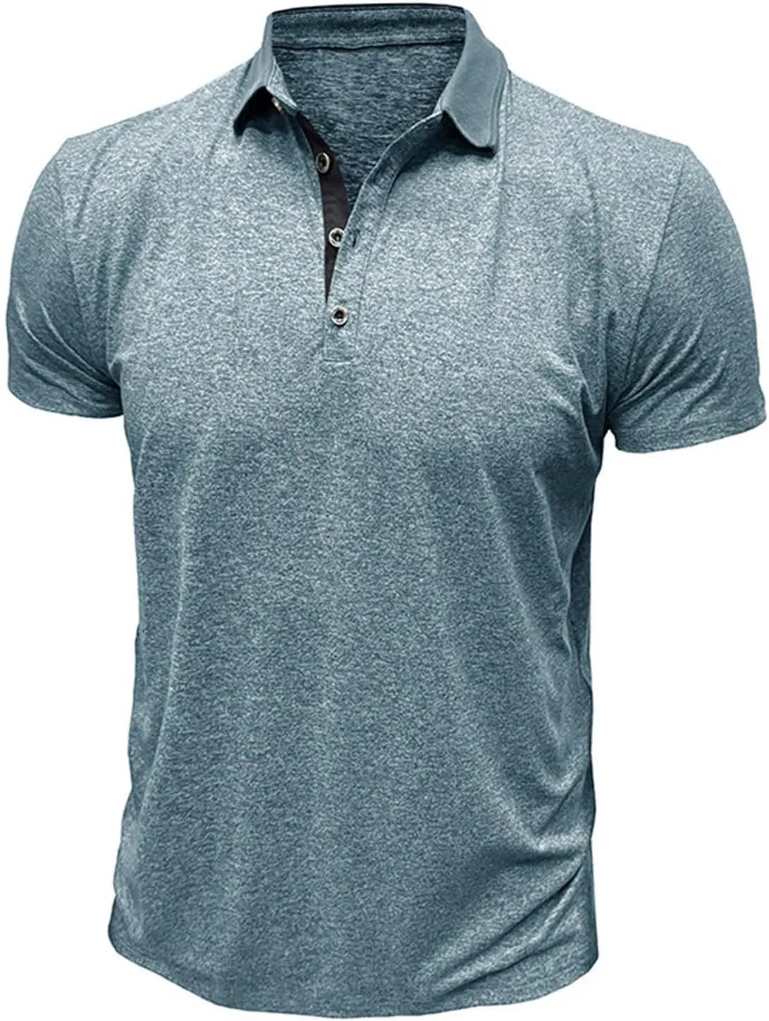 Mens Short Sleeve Shirts Lapel Collar Front Button T Shirt Solid Color Loose Fit Casual Lightweight Summer Tops