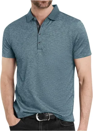 Mens Short Sleeve Shirts Lapel Collar Front Button T Shirt Solid Color Loose Fit Casual Lightweight Summer Tops