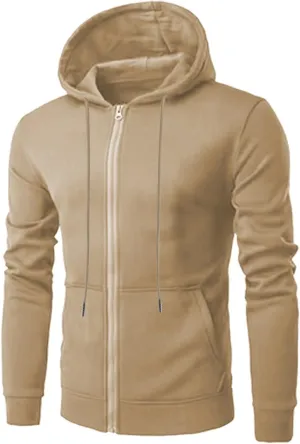 Mens Slim Fit Lightweight Zip Up Hoodie with Pockets Long Sleeve Full-Zip Hooded Sweatshirt Drawstring Casual Hoodies