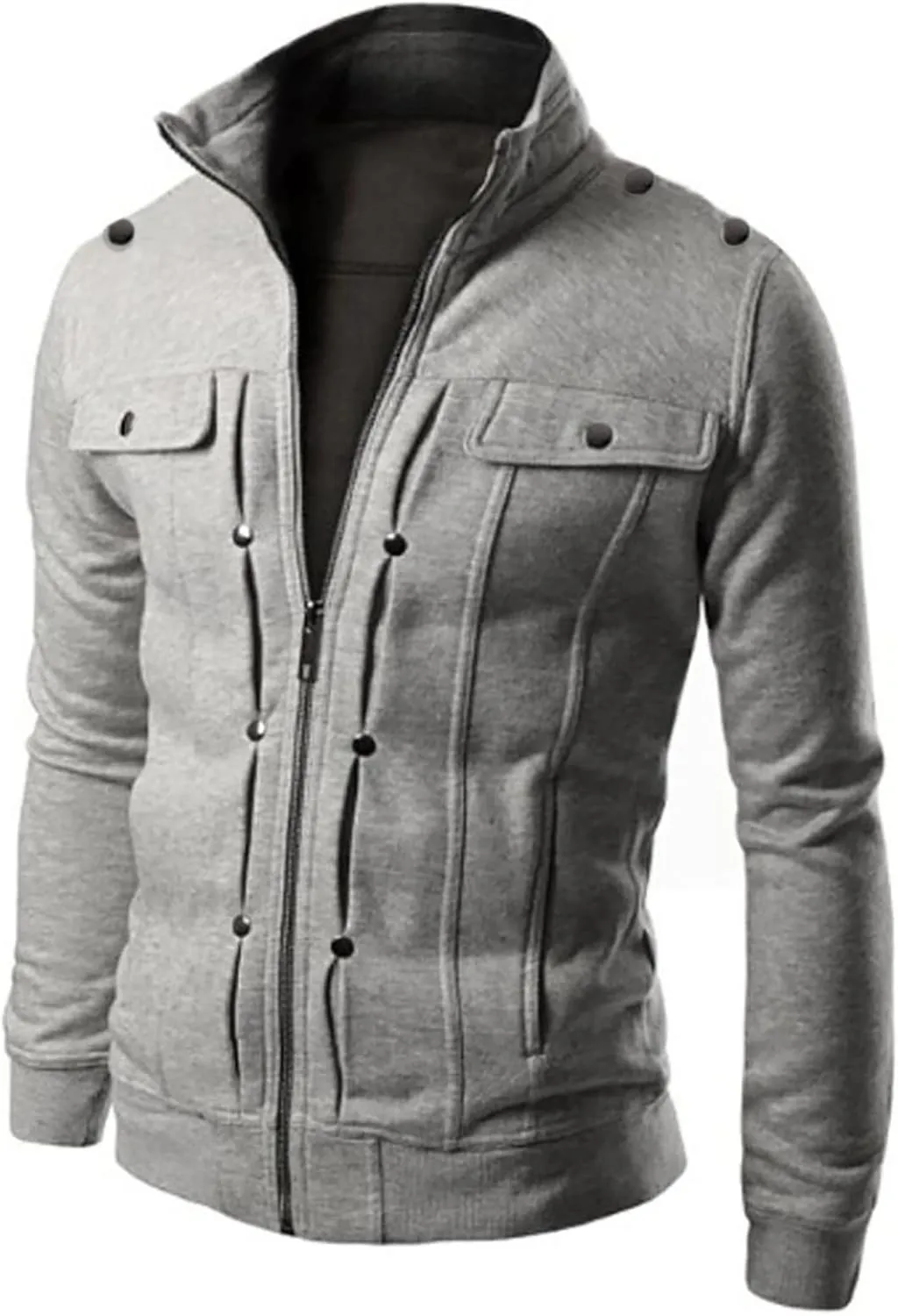Mens Slim Fit Varsity Jackets Stand Collar Zip Up Lightweight Windbreaker Casual Active Bomber Jackets Vintage Coats