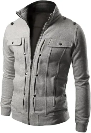 Mens Slim Fit Varsity Jackets Stand Collar Zip Up Lightweight Windbreaker Casual Active Bomber Jackets Vintage Coats