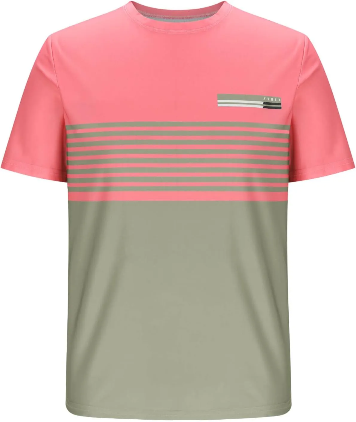 Men's Striped Printed Pullover Short Sleeve Summer T-Shirt Color Matching Shirts Business Casual Top for Men