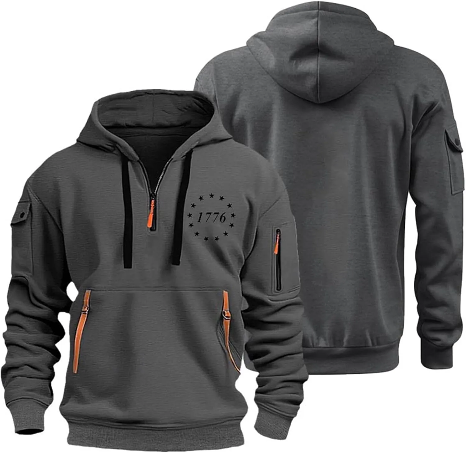 Men's Sweatshirt 1/4 Zip Gym Athletic Soft Drawstring Mens Hoodie Lightweight Basic Sweatshirt with Pockets