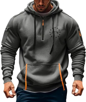 Men's Sweatshirt 1/4 Zip Gym Athletic Soft Drawstring Mens Hoodie Lightweight Basic Sweatshirt with Pockets