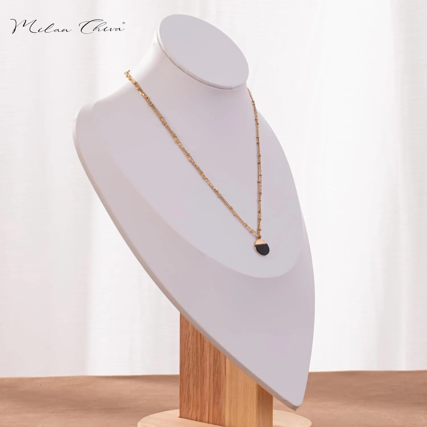 Milan Chiva 14K Gold Plated Necklace for women, Dainty Trendy Non Tarnish Pendant Charm Necklaces Fashion Jewelry for Women Waterproof