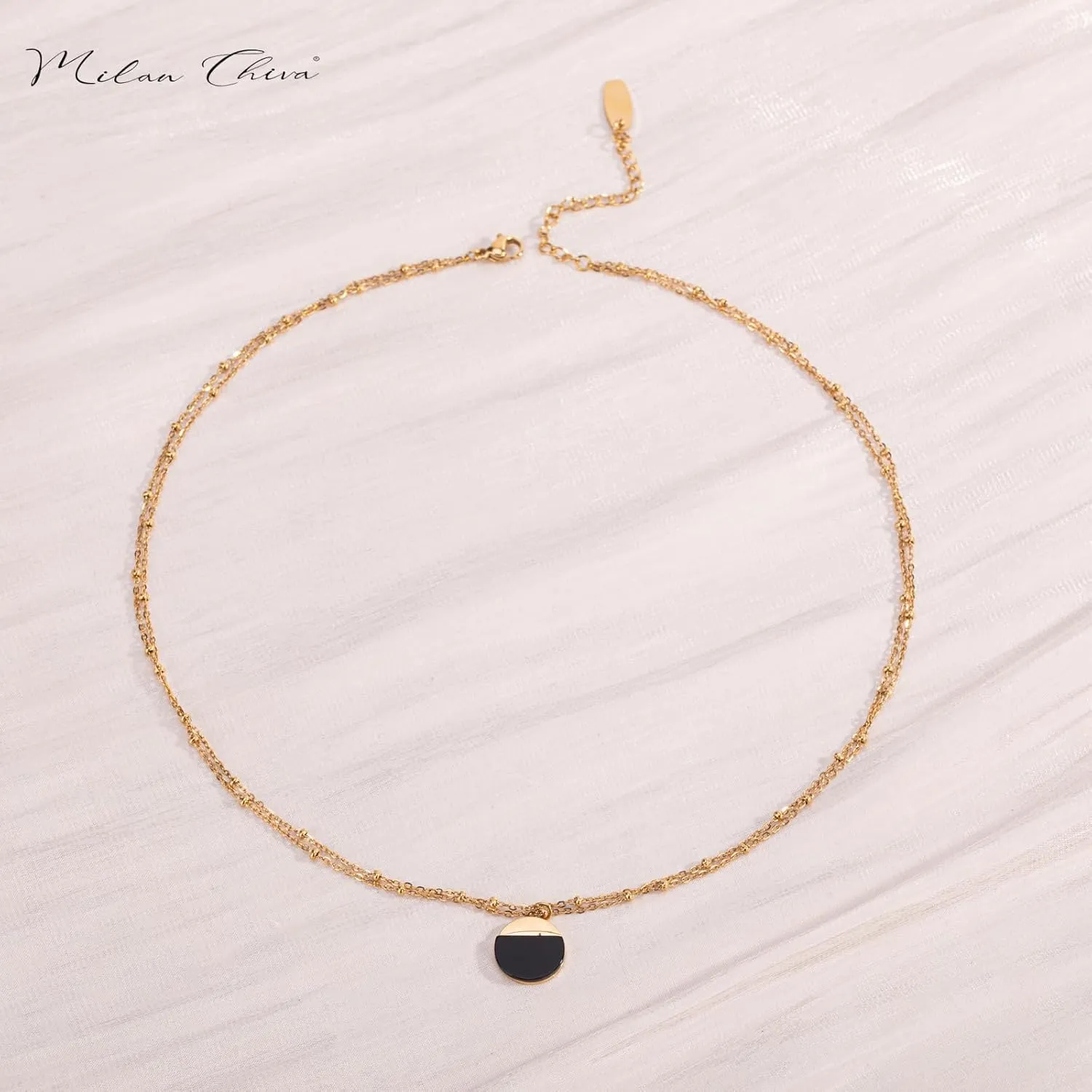 Milan Chiva 14K Gold Plated Necklace for women, Dainty Trendy Non Tarnish Pendant Charm Necklaces Fashion Jewelry for Women Waterproof