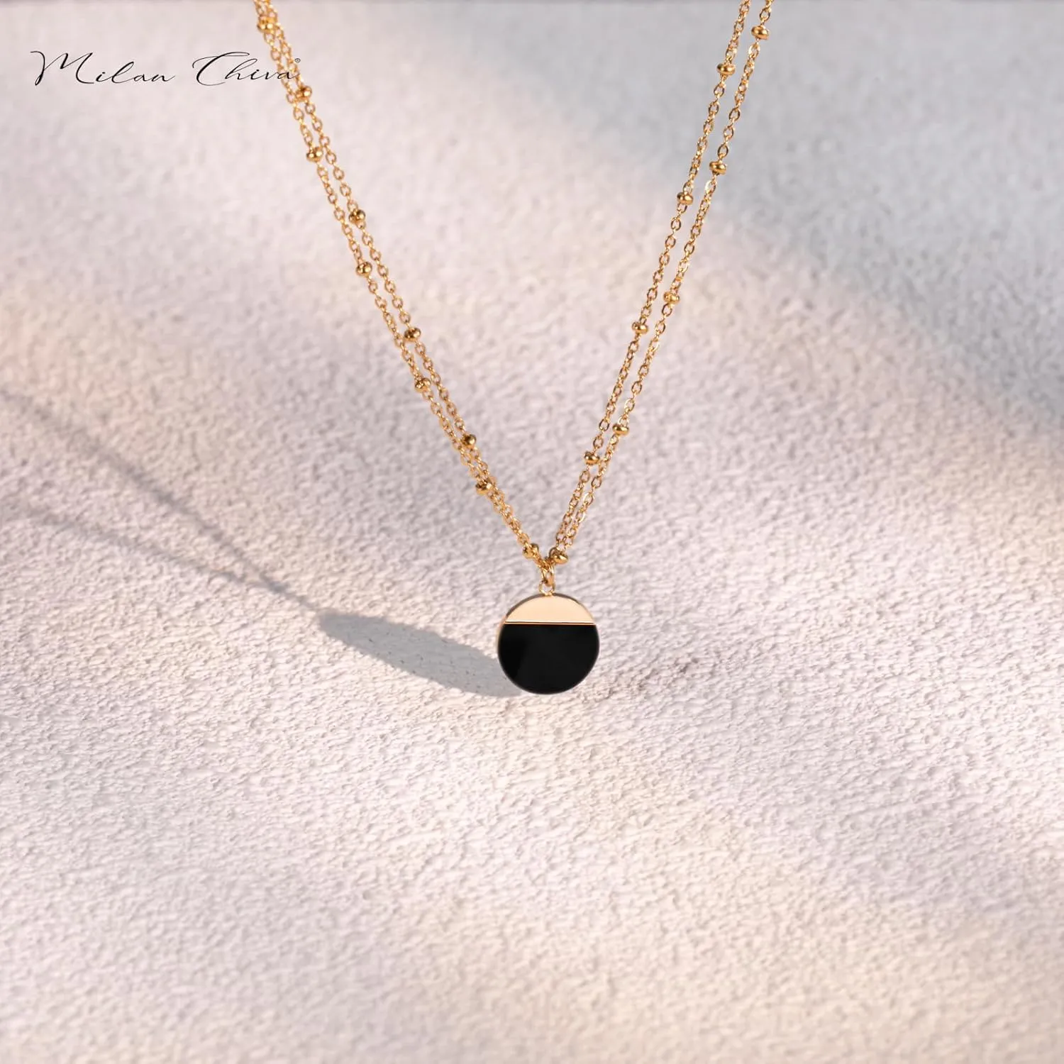 Milan Chiva 14K Gold Plated Necklace for women, Dainty Trendy Non Tarnish Pendant Charm Necklaces Fashion Jewelry for Women Waterproof