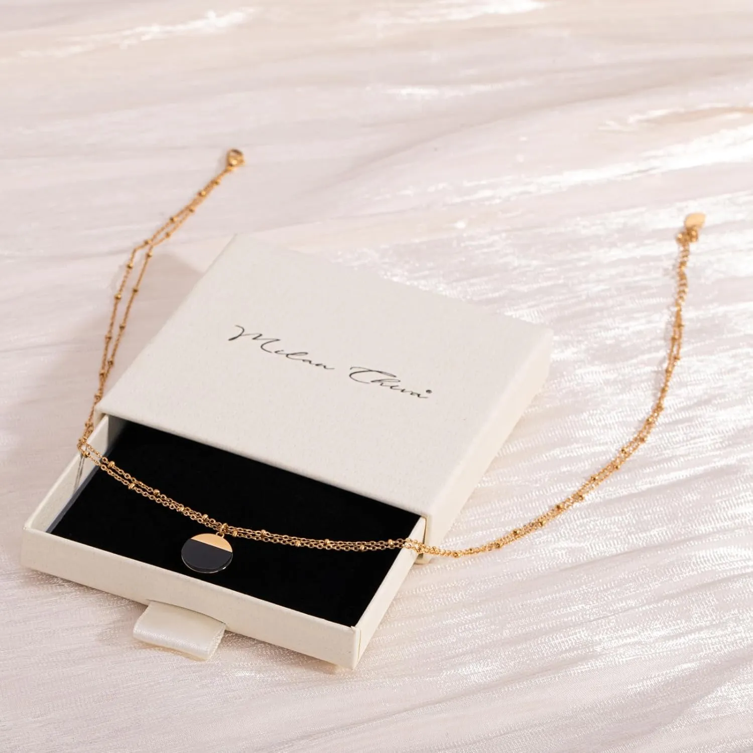 Milan Chiva 14K Gold Plated Necklace for women, Dainty Trendy Non Tarnish Pendant Charm Necklaces Fashion Jewelry for Women Waterproof