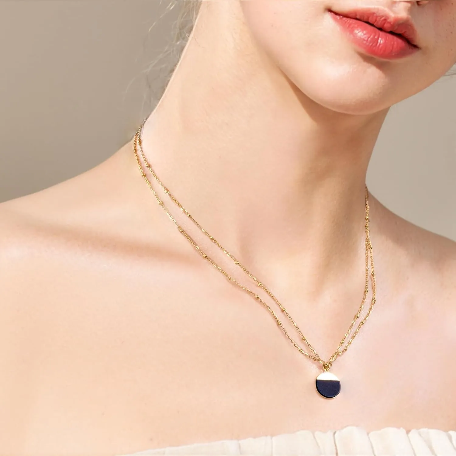 Milan Chiva 14K Gold Plated Necklace for women, Dainty Trendy Non Tarnish Pendant Charm Necklaces Fashion Jewelry for Women Waterproof