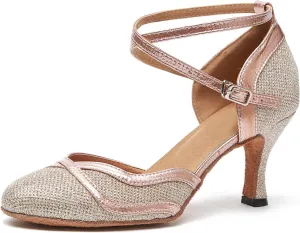 Minishion Women's Glitter Ballroom Latin Dancing Shoes Party Wedding Heels