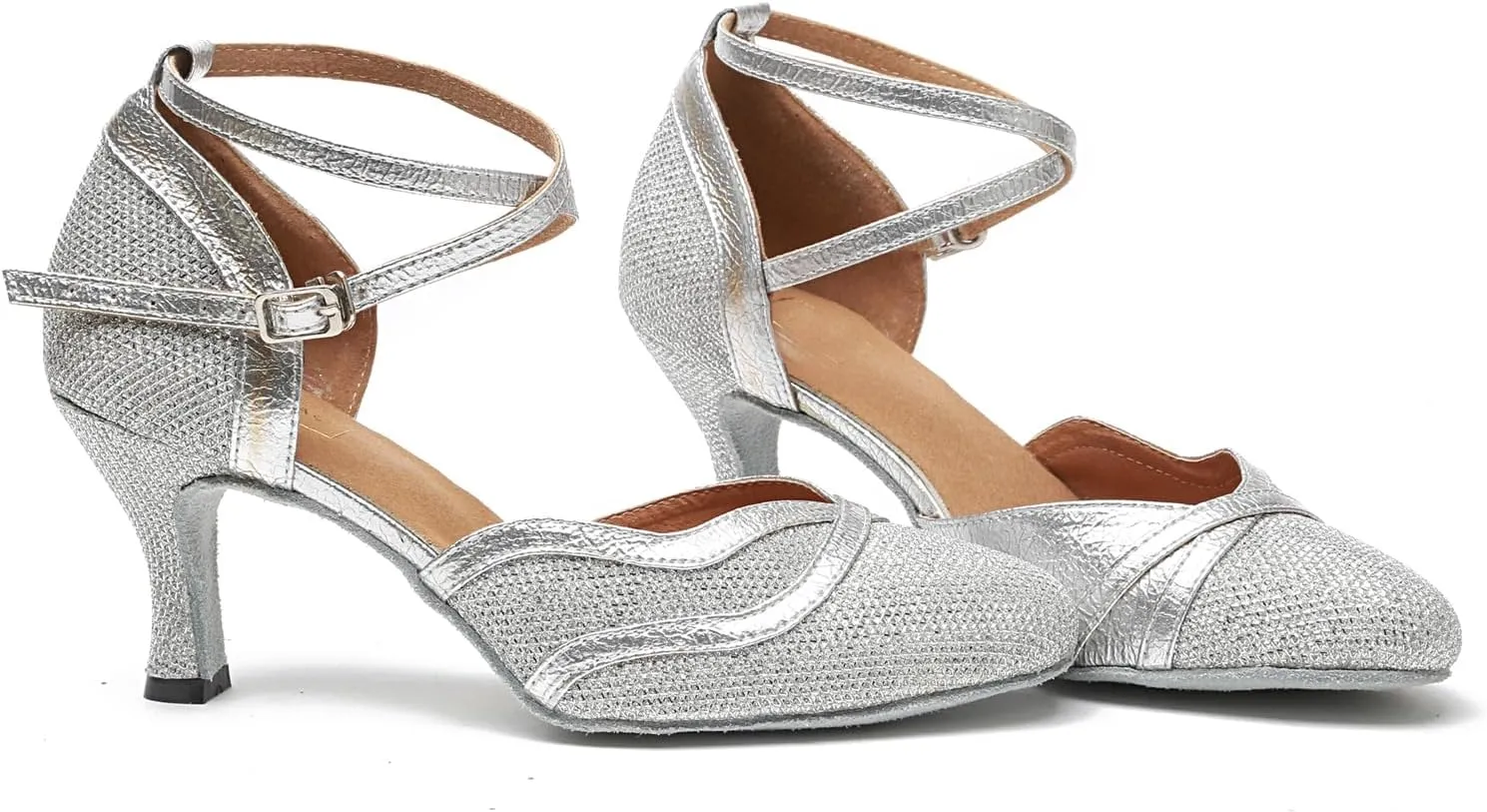 Minishion Women's Glitter Ballroom Latin Dancing Shoes Party Wedding Heels