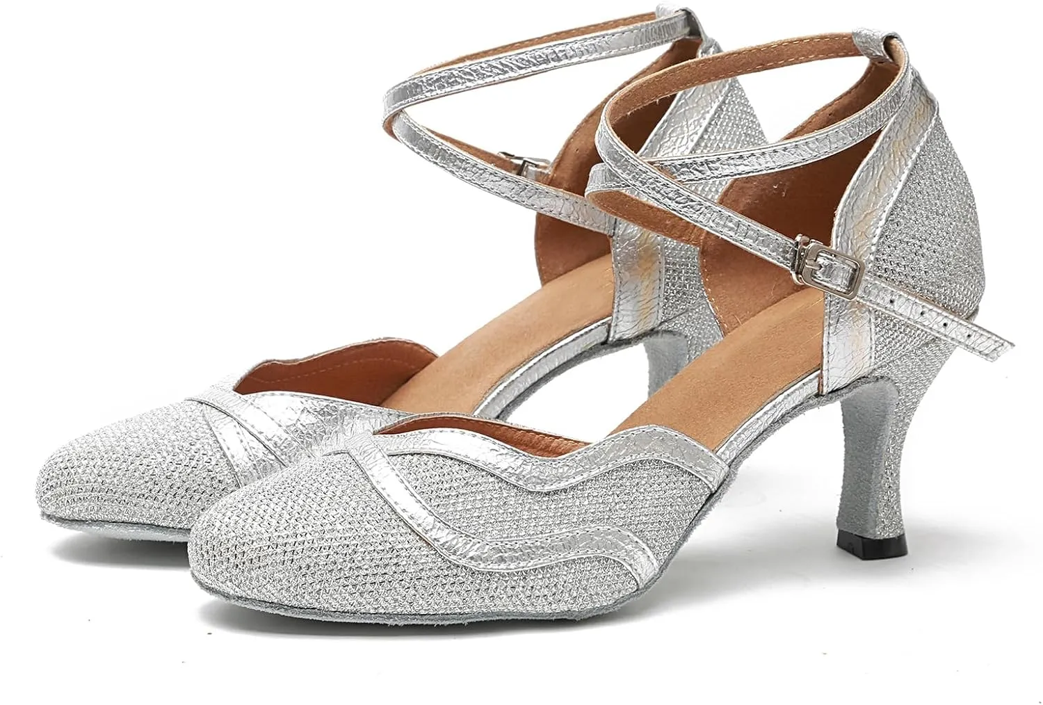 Minishion Women's Glitter Ballroom Latin Dancing Shoes Party Wedding Heels