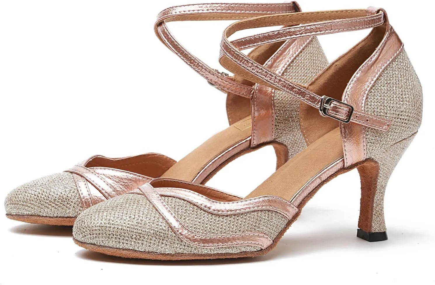 Minishion Women's Glitter Ballroom Latin Dancing Shoes Party Wedding Heels